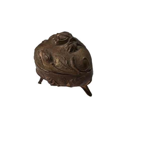 Antique Deco Brass USA Made Ring Display Casket Trinket Box on Pedestals 3x3x3” - Picture 10 of 16